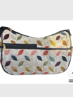 Danny K. Hampton bag. Multicolor Leaf-Pattern Shoulder Bag in Cream